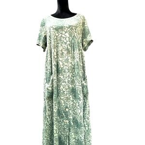 90s Blue Floral Babydoll Maxi Dress